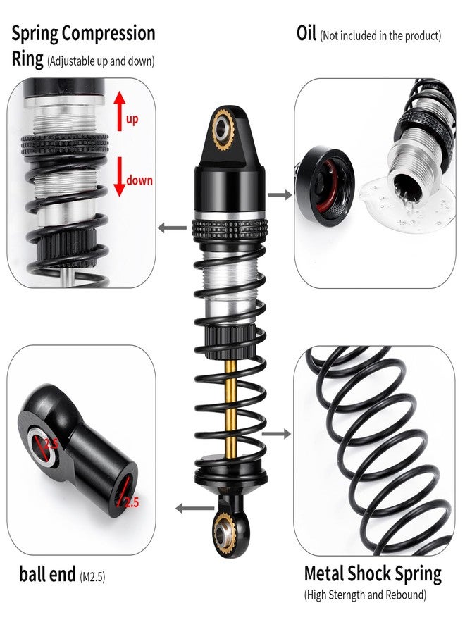 مجموعة ممتصات صدمات أمامية وخلفية من الألومنيوم من LSG، مقاس 58 مم، لسيارات Arrma 1/18 Granite Grom/Typhon Grom Mega 380-ARA2106، قطع غيار لترقية الشاحنات (أسود فضي) - Image 3